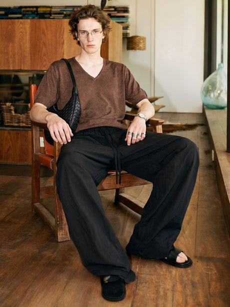 Flax Loose-fit Slimming Straight-fit Pants
