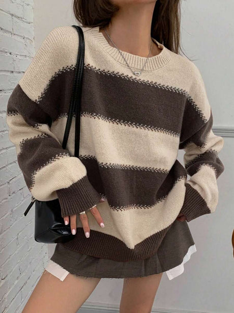 Stripes Color Matching Knitted Sweater