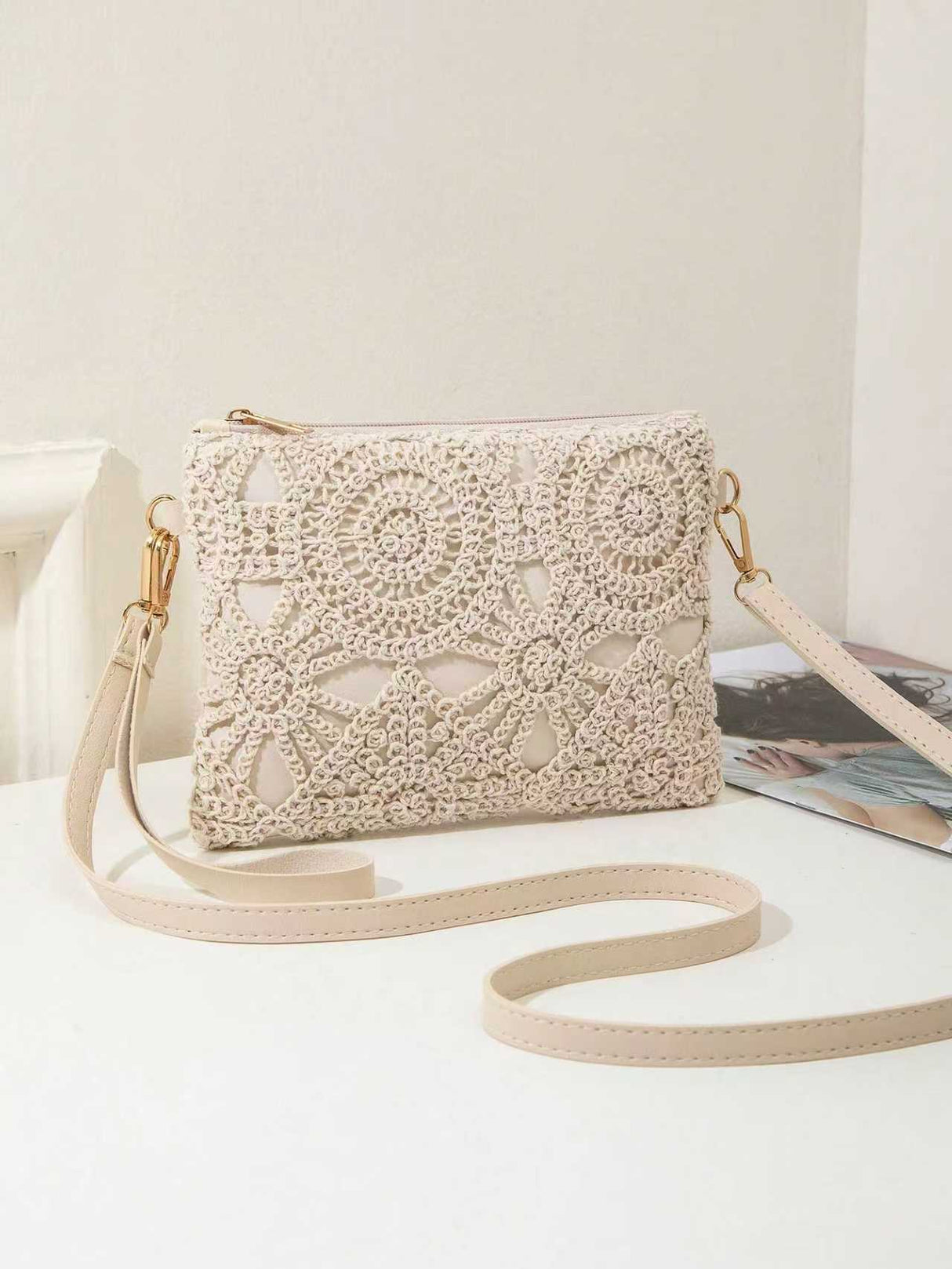 Vacation Lace Cutout Crossbody Bag