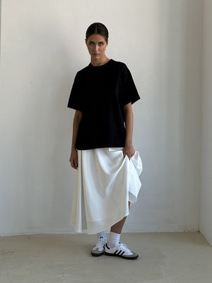 Elegant High-waisted Satin Satin Long Skirt With A Full Hem