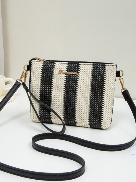 Resort Striped Straw Crossbody Bag