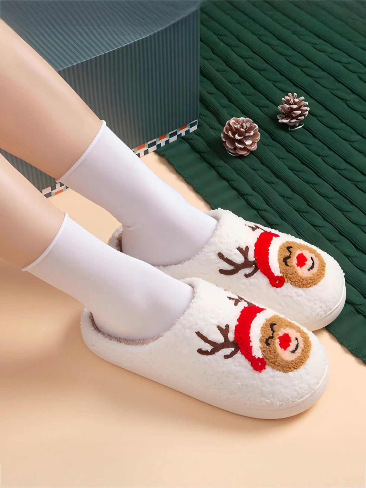 Christmas Deer Cartoon Slippers