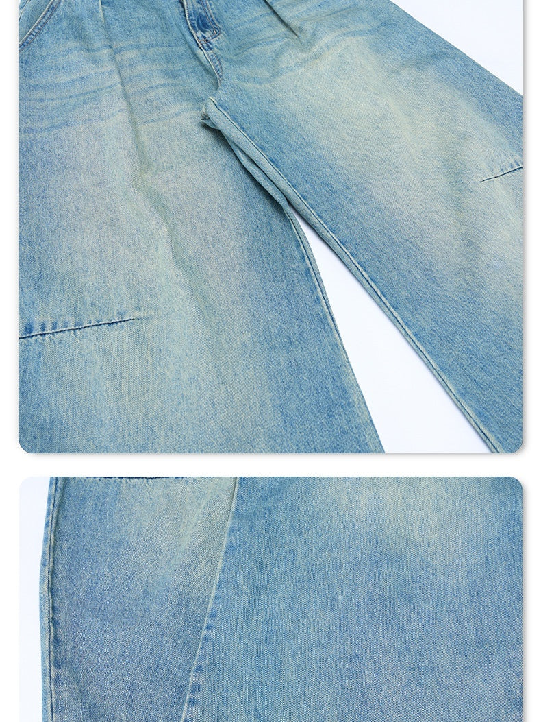 Retro Blue Gathering Machete Cleanfit Jeans