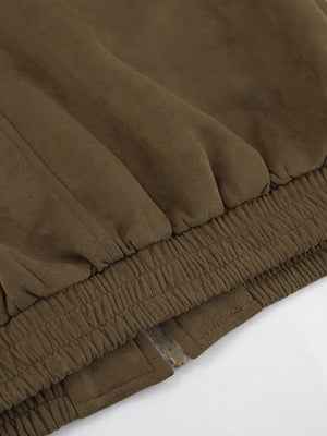Basic Suede Zipper Khaki Jacket