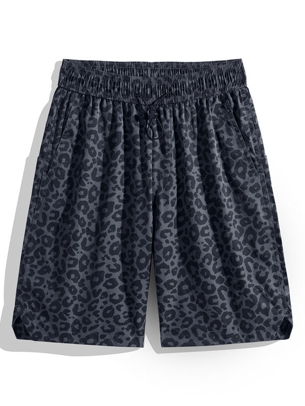 Retro Leopard Print Five Points Shorts