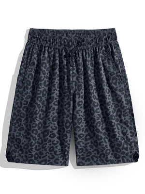 Retro Leopard Print Five Points Shorts