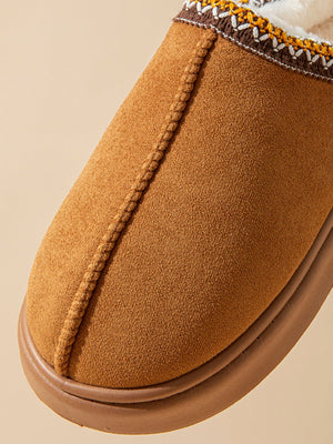 Solid Color Stitching Thick-soled Slippers