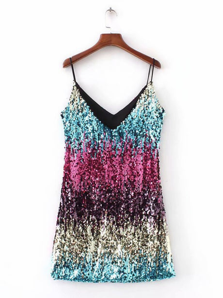 Sequins Sexy Camisoles Formal Dress Mini&Short Dresses