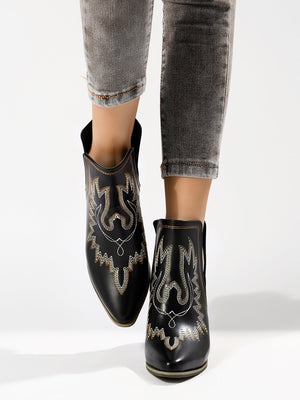 Embroidered Pointed-Toe Western Women's Boots