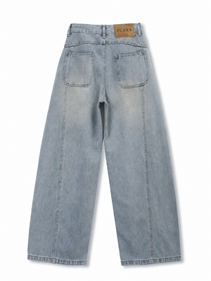 Autumn/Winter Women's Blue Retro Washed Jeans With Rhinestones
