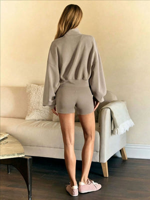 Women's Autumn/Winter Solid Color High Neck Loose Long Sleeve Sweatshirt