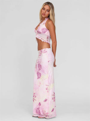 Liber Summer Women's Ruffle Plants and Flowers 2-piece Sets