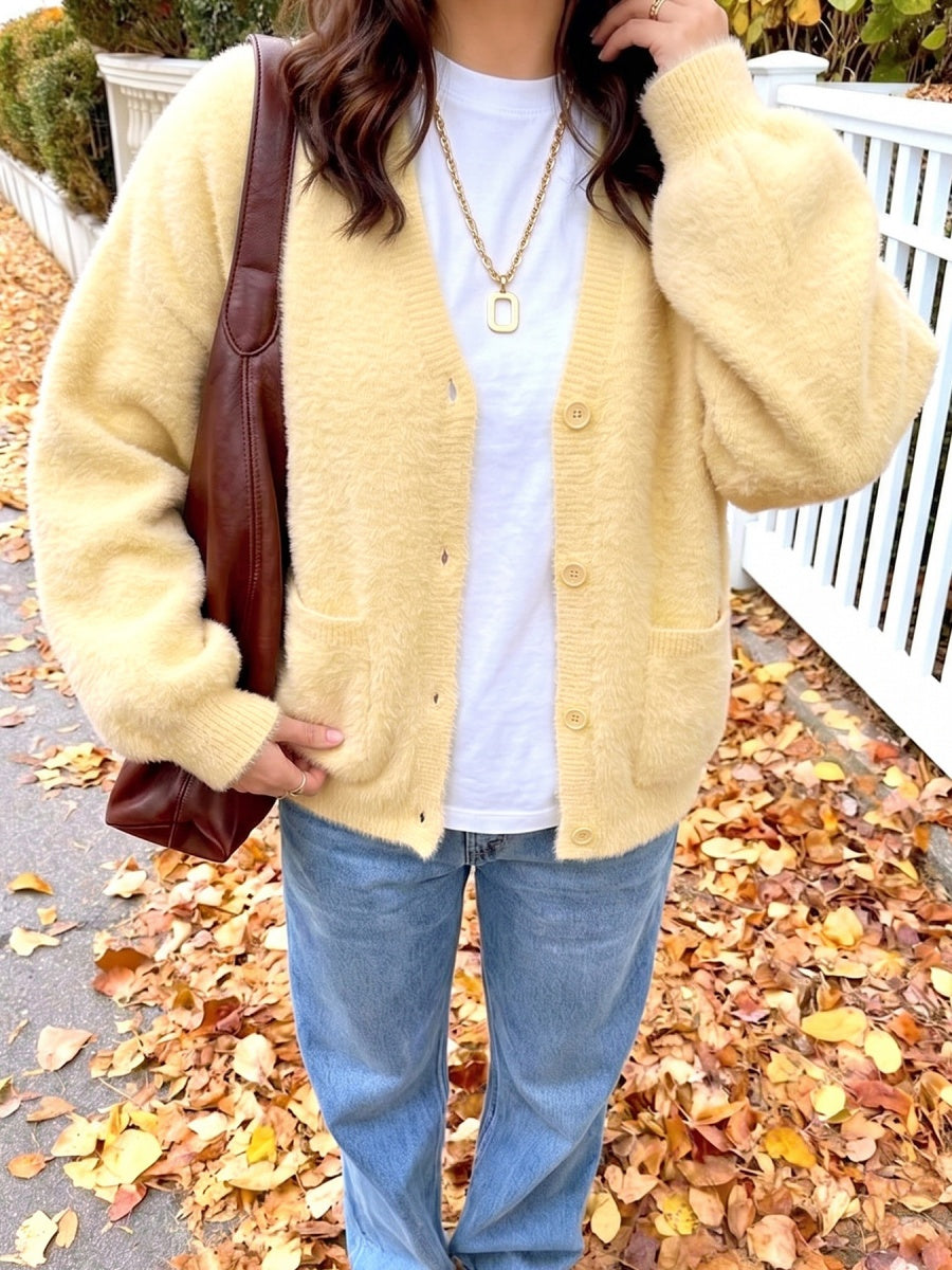 Pocket Solid Color Cardigans