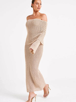 Liber Autumn women's one-shoulder see-through pullover long dress