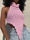 Turtleneck Irregular Hem Knitted Vest