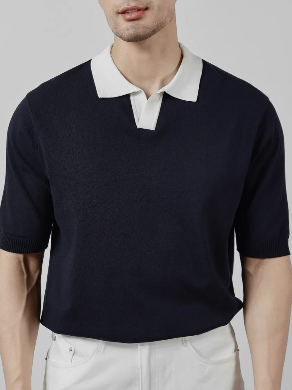 Color Matching Old Money Style Slim-fit Polo Shirts