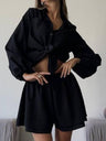 Long-sleeved Top Ruffled Shorts 2-piece Sets