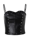 Zweiteiliges Set aus Tanktop mit Nieten aus PU-Leder und figurbetontem Rock