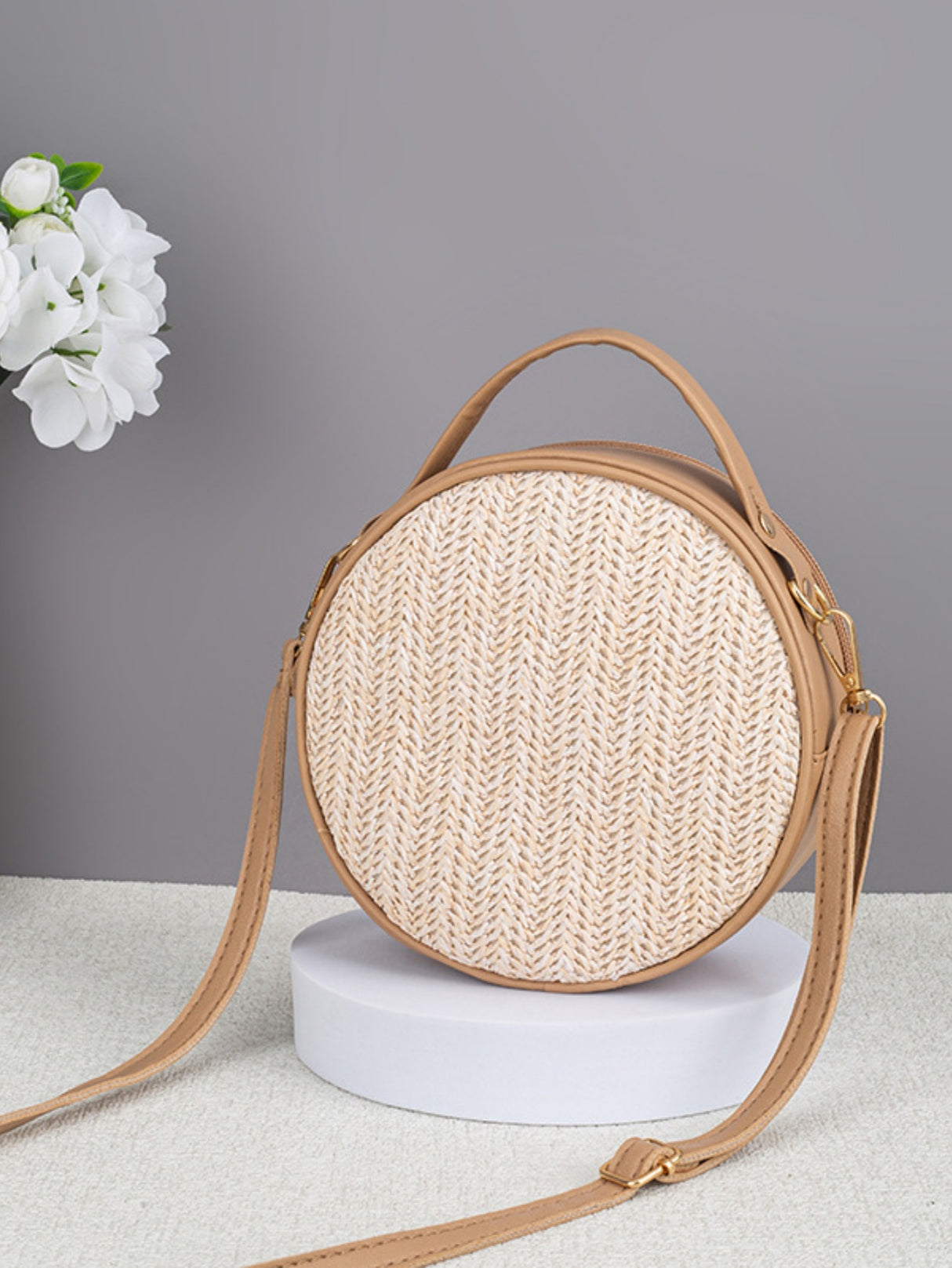 Vacation Straw Round Crossbody Bag