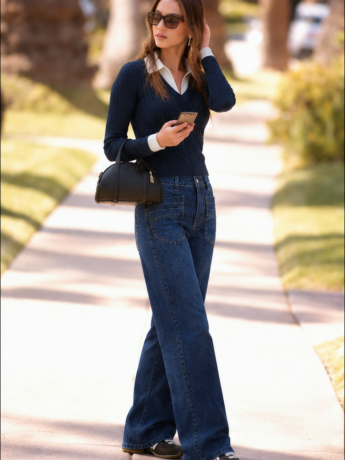 Autumn/Winter New Simple Commuter Style Knitwear Faux Two-Piece Polo Collar Cable Knit Sweater