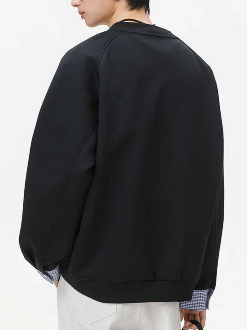 Pocket Color-blocked Loose-fit Sweatshirts&Hoodies