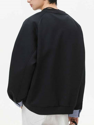 Pocket Color-blocked Loose-fit Sweatshirts&Hoodies