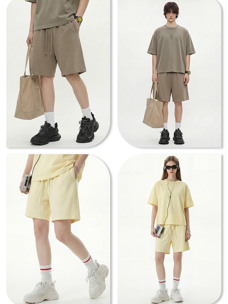 Leisure Washing Water Fade Loose-fit Five Points Shorts