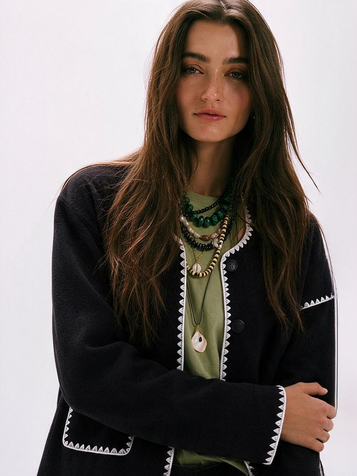 Retro-style Color-blocked Loose Single-breasted Fleece Jacket