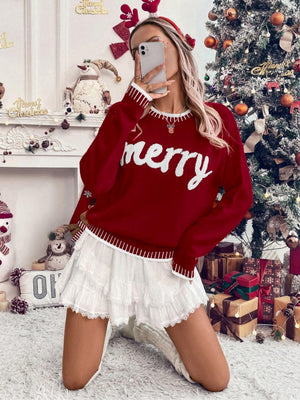 Christmas Letter Crew Neck Sweaters