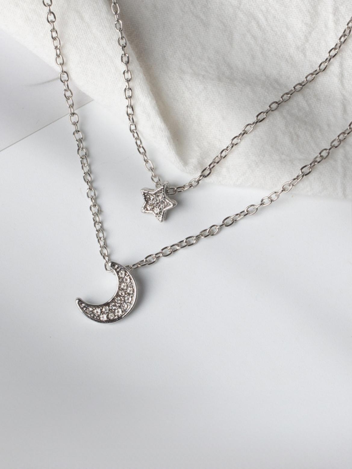 Star And Moon Pendant Multi-Layer Necklace
