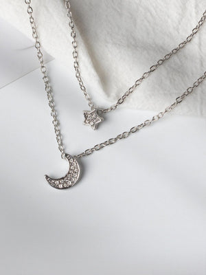Star And Moon Pendant Multi-Layer Necklace