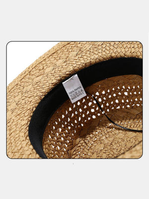 Flat-topped, Openwork Straw Hat For Sun Protection