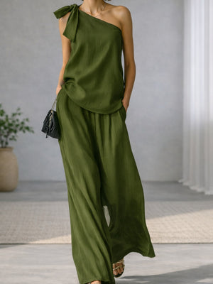Bandage Jacket Wide-leg Pants Set 2-piece Sets