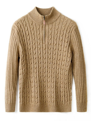 Mock Neck Half Zipper Thickening Keep Warm Leisure Sweaters