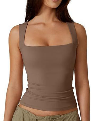 Square Collar Slim-fit Tank Top