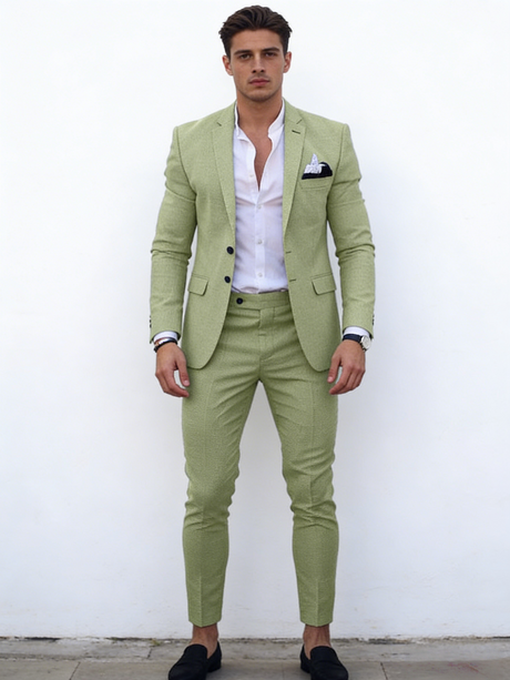 Flax Solid Color Suit Set 2-piece Sets