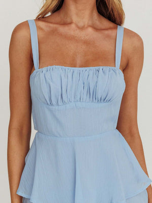 Pleated Splicing Sundress Lace-up Backless Sweet Maxi Dresses