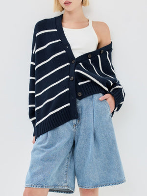 Liber Buttons Contrasting Colors Color Matching Cardigans