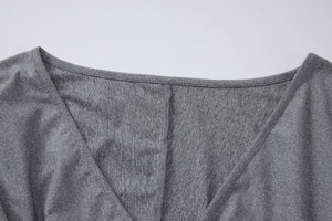 V-neck Batwing Sleeve Fitted Waist Cropped Top