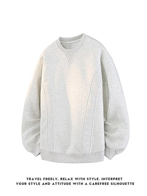 Sweat-shirt sans col à empiècements et structure carrée