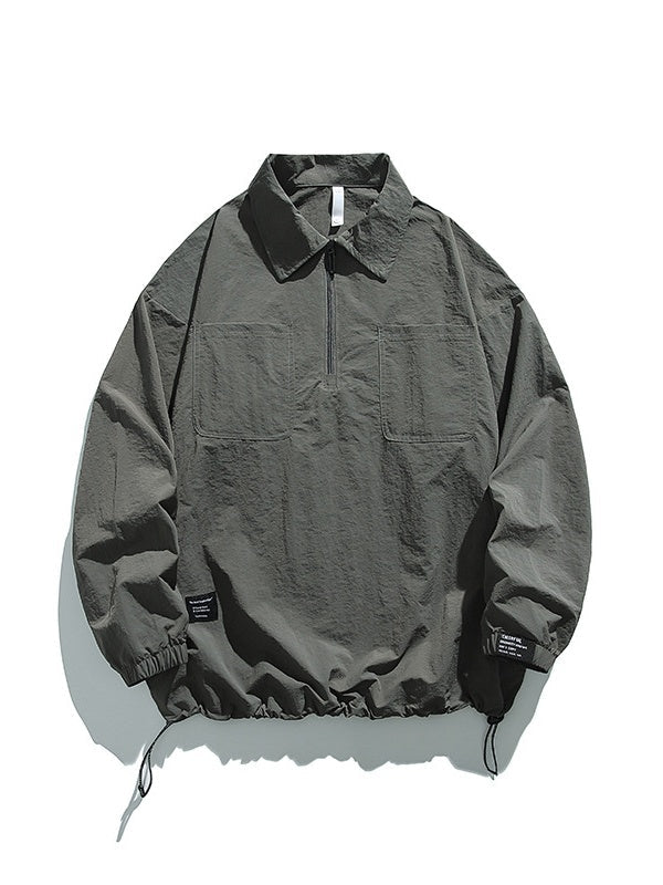 Outdoor Mountain Climbing Water Proof Loose Half Zipper POLO Shirt