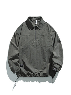 Outdoor Mountain Climbing Water Proof Loose Half Zipper POLO Shirt