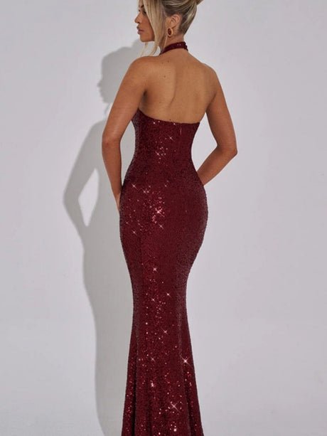 Sequin Backless Mermaid Maxi Dress