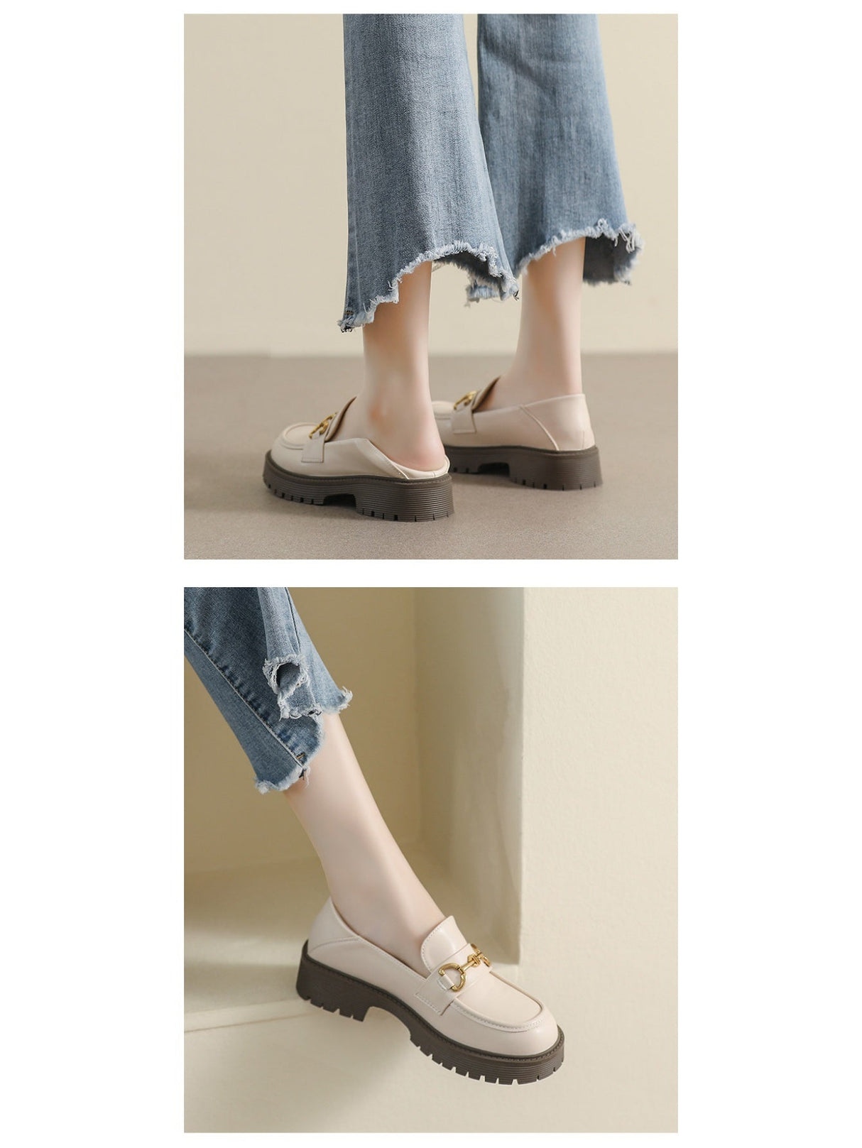 Liber Spring and Autumn Thick-soled Metal Buckle Women's Loafers