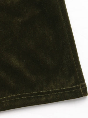 Long-sleeved V-neck Velvet Lace Collar Button Front Slit Formal Evening Midi Dress