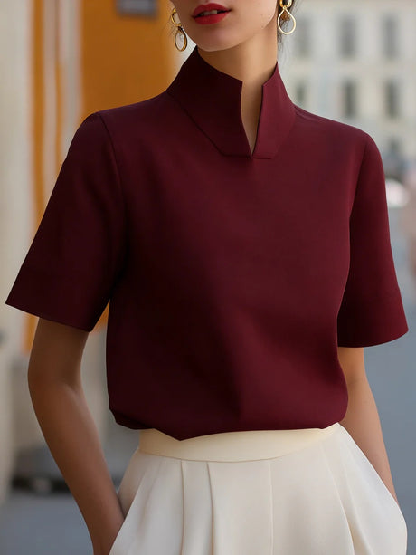 Stand Collar Short Sleeve Jacket Grace Shirts