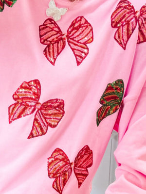 Christmas Bow Sequins And Glitter Sweatshirts&Hoodies