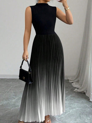 Crew Neck Sleeveless Gradient Maxi Dresses