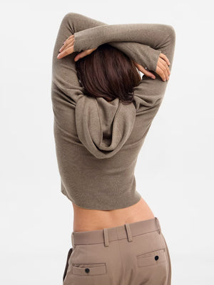 Half-zip Hooded Knit Sweater, Stylish And Suitable For Commuting, Slim Fit, Long Sleeves.