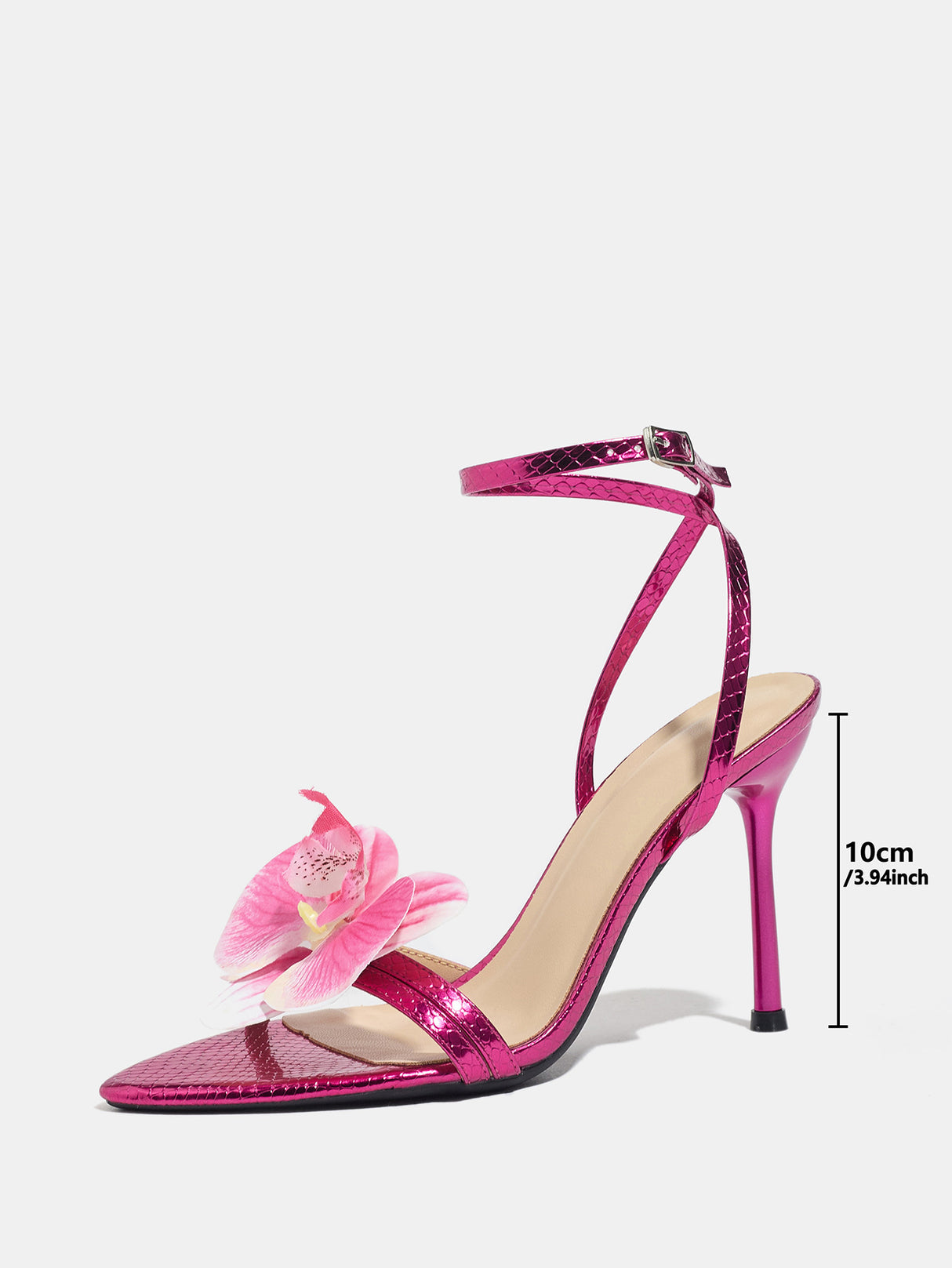Three-dimensional Floral Rose Red Crisscross Strap Stiletto Sandals